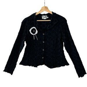 90s Vintage Tzeadle Design Room Button Front Long Sleeve Fitted Top Size Medium